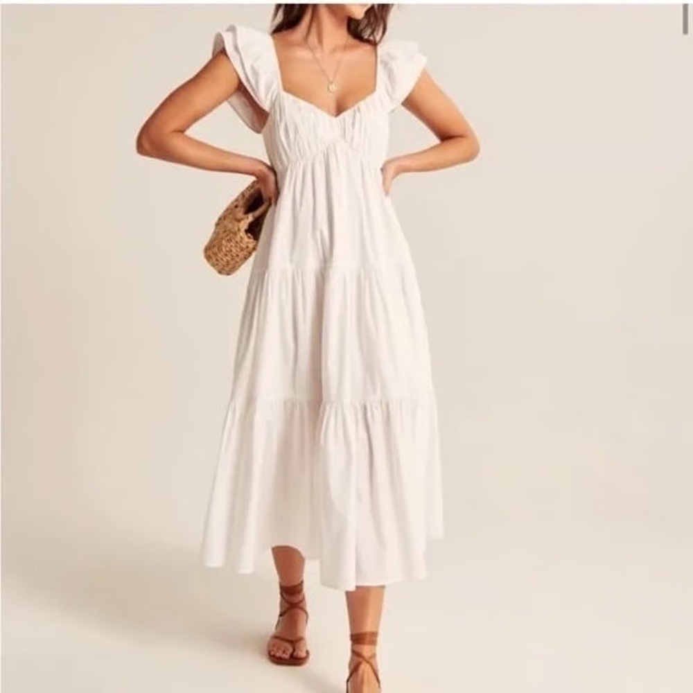 Abercrombie & Fitch White Midi Dress - Picture 2 of 3